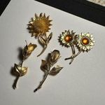 Flowers Lot Of 4 Brooch Pins Some Rose Flower Photo 0