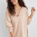 Aerie • lace up oversized hooded pullover sweater Photo 14