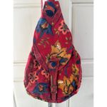 Handprint NYC/Seattle Vintage 100% Cotton Floral Sling Buckle Strap Backpack Bag Red Photo 2