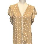 White House | Black Market  Women's Short Sleeve Top Tan White Small Photo 0