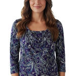 Michael Kors Purple 3/4‎ Sleeve Italian Paisley Blouse MEDIUM Normcore Academia Photo 0