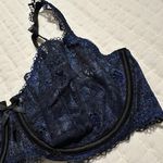 Victoria's Secret Victoria’s Secret Blue Shimmer & Black Unlined Demi Underwire Bra 36D Lace Photo 1