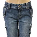 Bob Timberlake  Denim Embroidered Wide Leg Cargo Denim Capri Blue Jeans Womens 10 Photo 4