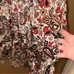 Cato  Paisley Floral Tassel pocket v neck dress‎ metallic cream red size medium Photo 3