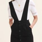 Maje Ritana Pinafore Jumper Skirt Skirtalls Strap-Detail Black Denim Overalls M Photo 0