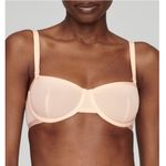 New CUUP The Balconette Mesh Bra Size 30F Blush Beige Nude Underwire Sheer Sexy Tan Photo 0