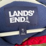 Lands' End Heritage Fleece Pullover Red Navy Chevron Fairisle Size XL 18 EUC Photo 5