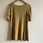Eileen Fisher  100% LINEN OLIVE GREEN SHORT SLEEVE BOAT‎ NECK MINI DRESS S… Photo 3
