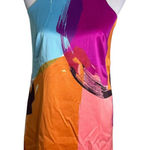 Ann Taylor  Abstract Print Satin Shift Dress Size 4P Maximalist Statement Artsy‎ Photo 0