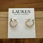 Ralph Lauren LAUREN  Stone Bead Huggie Hoop Earrings Gold/Crystal One Size Photo 3