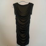 IRO  Ivli Black Silver Metallic Ruched Bodycon T-shirt Mini Dress Silk Photo 4