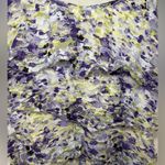 AB Studio  Purple Green Floral Short Sleeve Lace Ruffle Top Size‎ Women's Large Photo 1
