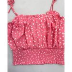 1. State  Womens Pink White Ruffled Smocked Spaghetti Strap Crop Top Size XS Photo 1
