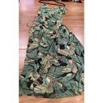 Luxxel  GREEN and black leaf TROPICAL slip WRAP DRESS size L Photo 3