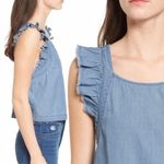 BP  Chambray ruffle apron strap crop tank top S Photo 4