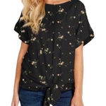 Buffalo David Bitton  Black Raglan Bohemian Floral Tie Front Soze XXL GUC #5987 Photo 0