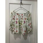 Rachel Zoe Floral Print White Square Neck 3/4 Sleeve Blouse Top Women's Size L Photo 5