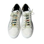 P448 John Low Top Leather Sneakers Women’s 39 8.5 White Gold Metallic Italy Made Photo 1