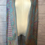 VTG Cashmere Paisley Floral Fringe Multicolor Scarf/Wrap a Gift From Jerusalem Blue Photo 0