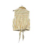 After Market  Yellow White Stripe Sleeveless Tie Front Collared Shirt Size M Photo 5