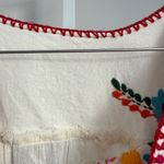 White Embroidered Mexican Blouse Tunic Top Folk Art Floral Boho sz S Oaxacan Photo 3