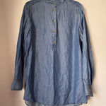 Michael Kors  Blue Button Down Shirt with Mandarin Collar Photo 0