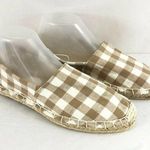GoldToe Womens Espadrille Flats Canvas Gingham 8 Tan Photo 0