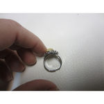 None Vintage Gothic Sliver Tone Yellow Oval-Shaped Stone Ring Size 7 Photo 9