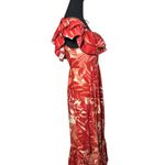 ZARA  Red Marble Maxi Dress Off Shoulder Tiered Ruffles Lightweight Size M‎ Photo 1