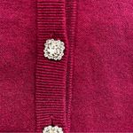 Tahari  Magenta Cardigan Jeweled Buttons. Thick Stretch. V Neck. Long Sleeve. XS Photo 8