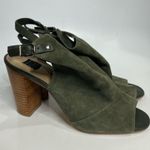 White House | Black Market block heels peep toe sandals gray green womens size 9.5 Photo 3
