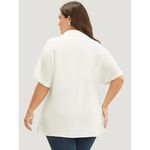 Bloomchic  Solid Flap Pocket Dolman Sleeve Button Up Blouse White 14-16 Photo 1