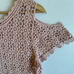 Crochet Pink Knit Off Shoulder Festival Top Size Small Photo 3