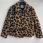 APPARIS Animal Print Leopard cheetah Faux Fur Fleece Teddy Jacket size xs Tan Photo 0