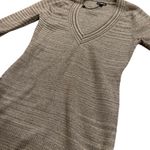 EXPRESS Metallic Shimmer V Neck Sweater Long Sleeve Slim Fit Photo 3