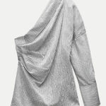 ZARA  one shoulder asymmetrical black striped top size US XS Photo 0