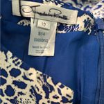 Oscar de la Renta Elegant Blue and White Patterned Dress Photo 12