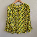 Tanya Taylor  Yellow Floral Printed Silk Blouse‎ Size Small EUC Photo 5