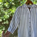Chico's Women's White And Blue Striped 100% Linen Shirt Dress Size 0 (U.S. 4) Photo 2