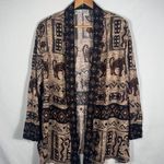 Vintage DB Line New York Elephant Print Open Front Cardigan Duster Tan Size XL Photo 0