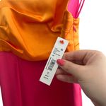 Alice + Olivia NEW NWT  Lilita Two Tone Satin Midi Dress In Tangerine/Candy Pink Photo 8