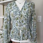 7 For All Mankind Floral Green and Blue Women's Top Size XS Photo 2