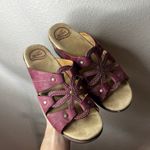 Dansko  Serena Floral Slip On Wedge Sandals in sangria waxy leather 39 Photo 3