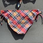 Victoria's Secret  orange blue plaid side tie bikini bottoms MEDIUM Photo 1