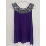 Kenar Purple with Black Sparkly Crochet Tank size L Photo 2