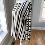 L.L. Bean Signature Navy Blue Tan Striped Flare Sleeve Boat Neck Top Size Small White Photo 1