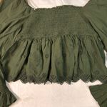 American Eagle smocked green babydoll blouse long sleeves Size XL Photo 7