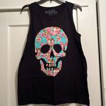 Black Matter  | Black Floral Skull Tank Top Size Large Hot Topic Brand Photo 0