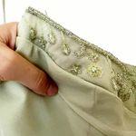 Badgley Mischka Sage Green Silk Embelished Flare Cocktail Dress Size 10 Photo 2