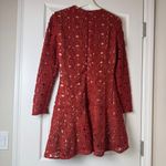 ZARA  Crochet Lace Boho A Line Mini Dress‎ Size Large Burgundy Wine Valentine Photo 2